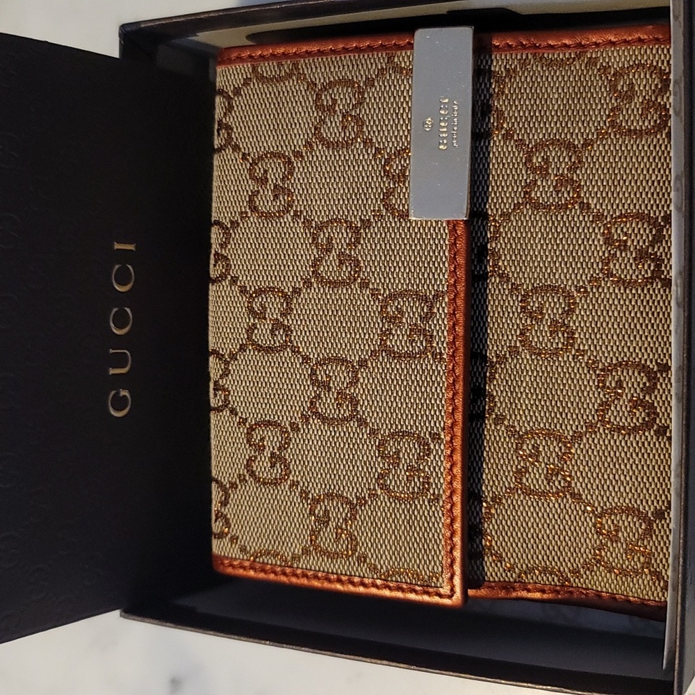 Gucci monogram French flap wallet